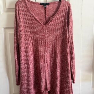 Susan Graver Women's Textured Burgundy Tunic